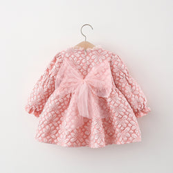 Baby Girl Cute Autumn Long Sleeve Bow Daily Princess Dress