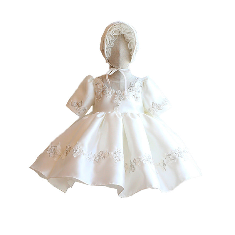 Baptism Dresses Baby Girl Summer White Embroidered Flower Puffy Formal Princess Dresses