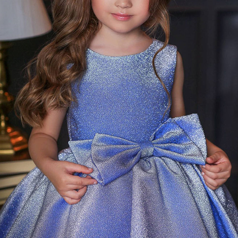 Girl Formal Dresses Baby Girl Bow Gowns Sequins Cake Fluffy Birthday Party Dresses