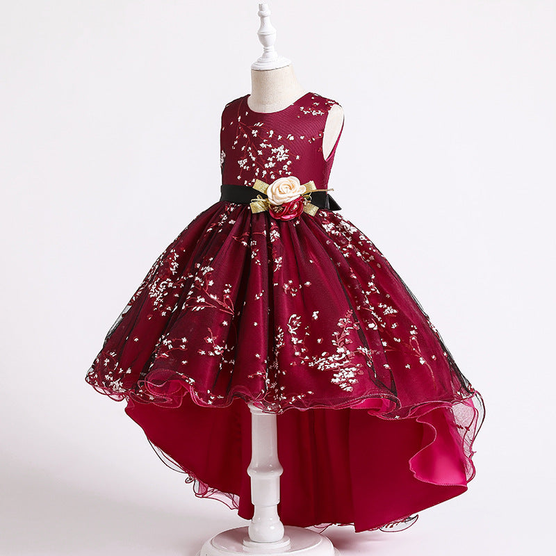Printed Trailing Mesh Princess Dress