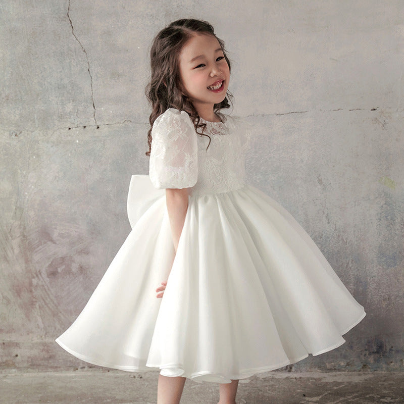 Baptism Dresses Baby Girl White Birthday Party Bow Puffy Princess Dress