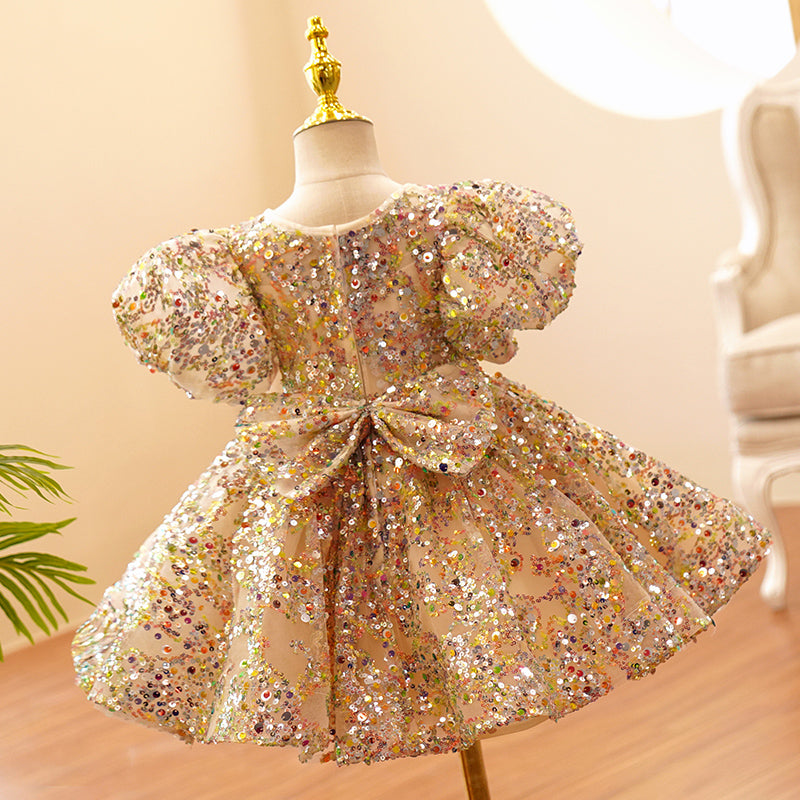 Baby Girl Formal Princess Dress Baby Girl Sequin Mesh Puffy Birthday Party Dress, Champagne Gold / 1-2 Years (90cm) Baby Girl Formal Princess Dress Baby Girl Sequin Mesh Puffy Birthday Party Dress, Champagne Gold / 1-2 Years (90cm)