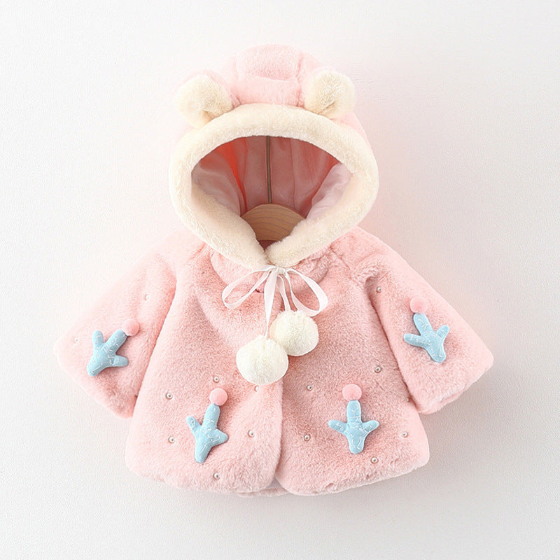 Winter Baby Girls Princess Fur Hoodie