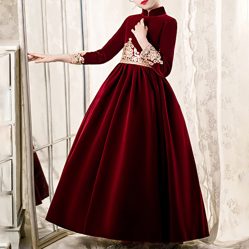 Girls Pageant Dresses - Toddler Christening Dress Girl Winter Red Vintage Long Sleeve Princess Pageant Dress, Wine red(short) / 9-10 Years (150cm) Girls Pageant Dresses - Toddler Christening Dress Girl Winter Red Vintage Long Sleeve Princess Pageant Dress, Wine red(short) / 9-10 Years (150cm)