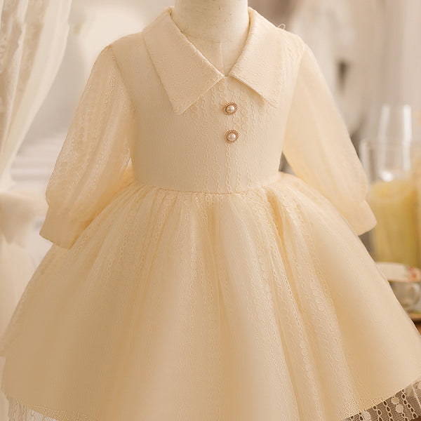 Toddler Ball Gowns Girl Elegant Doll Collar Baptism Princess Dress