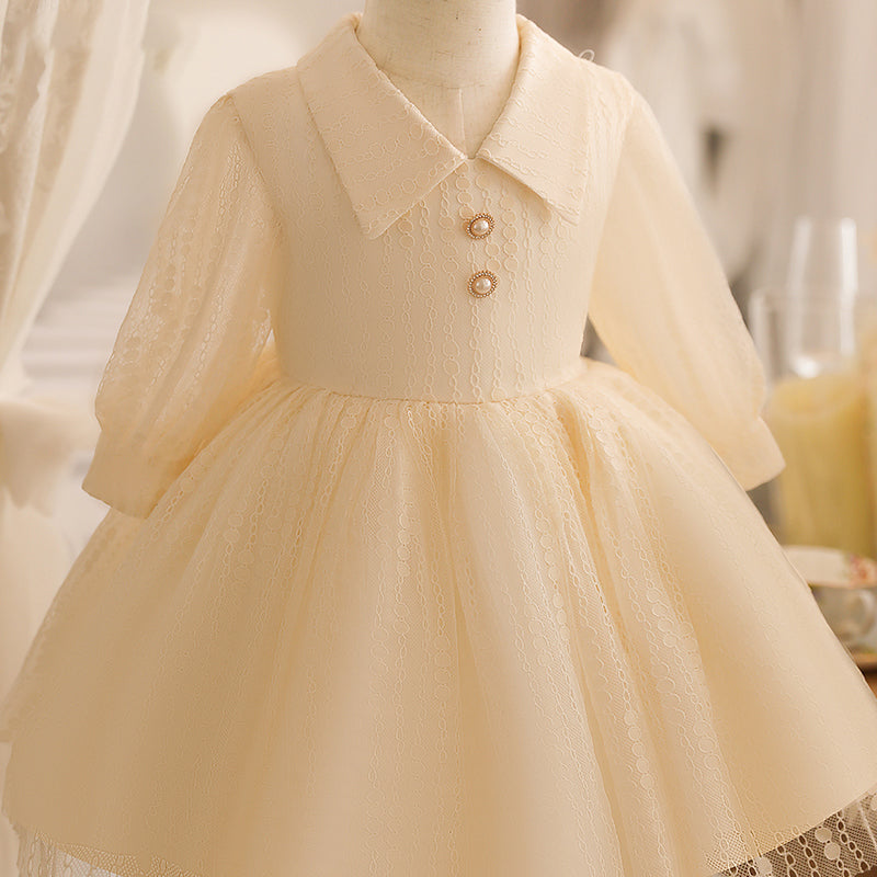 Toddler Ball Gowns Girl Elegant Doll Collar Baptism Princess Dress