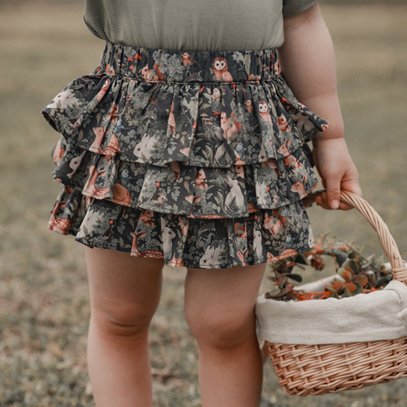 Summer Ruffled Floral Puffy Skirt