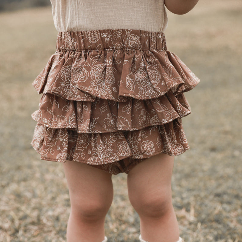 Summer Ruffled Floral Puffy Skirt