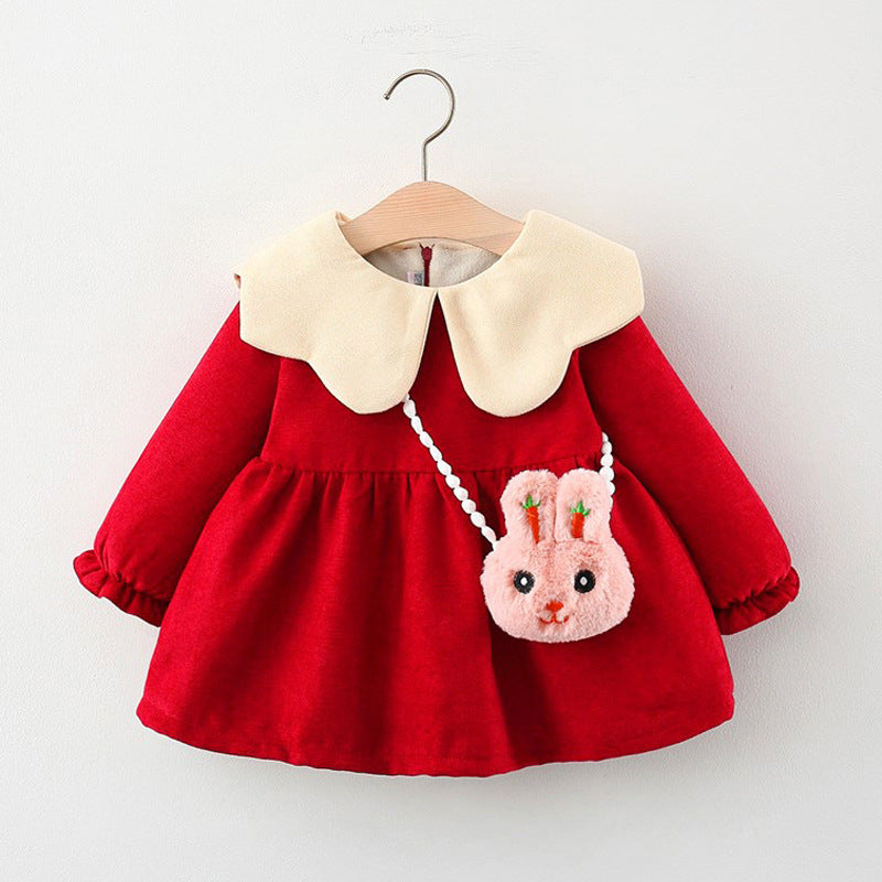 Baby Girl Autumn Winter Long Sleeve Fleece Princess Dress