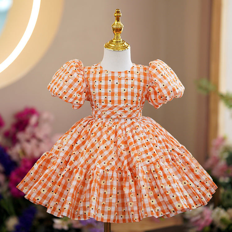 Baby Girl Dress Toddler Prom Summer Plaid Party Princess Dress