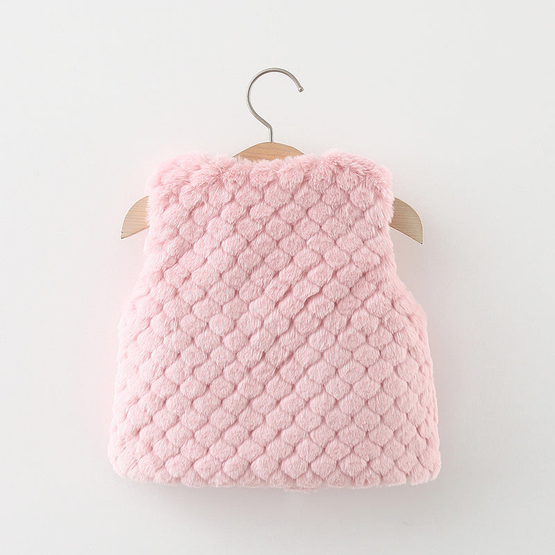 Baby Girl And Autumn Winter Warm Jacket Toddler Sleeveless Fleece Coat