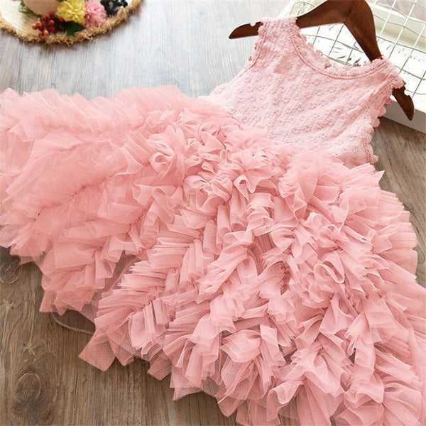 Girls Summer Birthday Party Dress Kids Lovely Lace Flower Girl Princess Dress