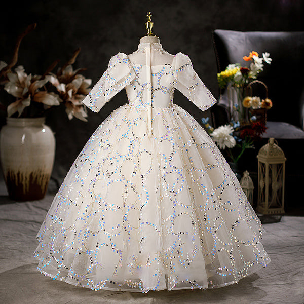 Girl First Communion Dress Flower Little Girl Wedding White Princess Pageant Dress