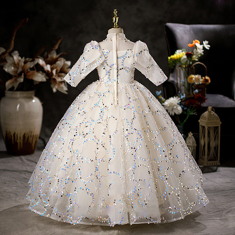 Girl First Communion Dress Flower Little Girl Wedding White Princess Pageant Dress, White / 9-10 Years (150cm) Girl First Communion Dress Flower Little Girl Wedding White Princess Pageant Dress, White / 9-10 Years (150cm)
