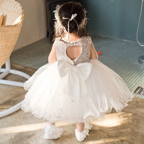 Baptism Dresses Baby Girl Cute Backless Flower Mesh Cake Dress