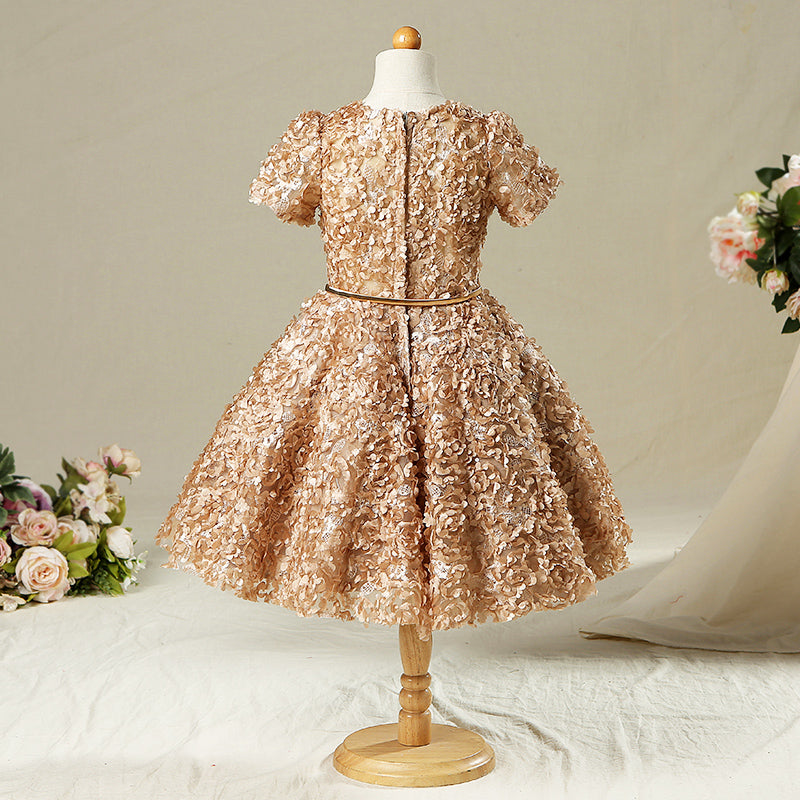 Toddler Ball Gowns Girl Summer Formal Retro Elegant Birthday Party Sequin Dress