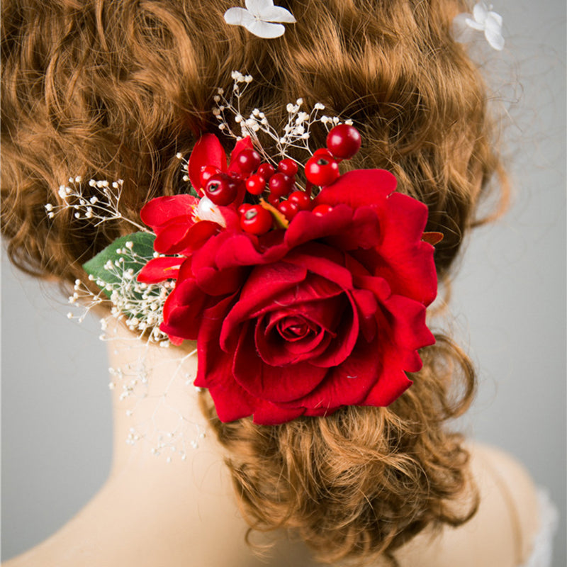 Simulation Rose Flower Headdress Hair Clip Hair Ornament