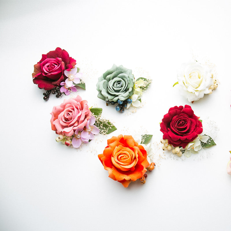 Simulation Rose Flower Headdress Hair Clip Hair Ornament