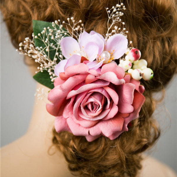 Simulation Rose Flower Headdress Hair Clip Hair Ornament