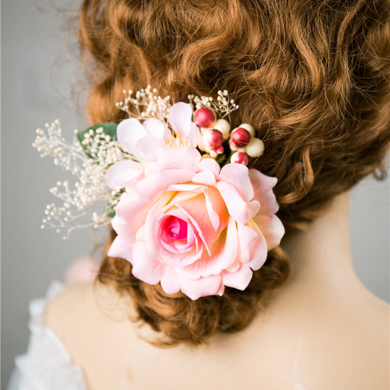 Simulation Rose Flower Headdress Hair Clip Hair Ornament