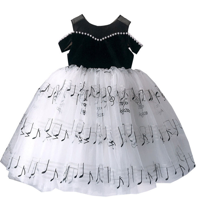 Baby Girl Formal Dress Girl Black Princess Dress Beaded Puffy Birthday Party Dress