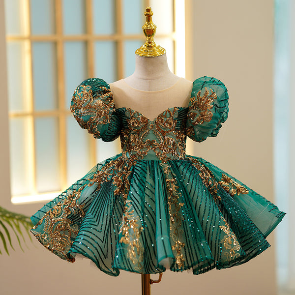 Girls Christmas Dress Party Easter Dress Green Sequin Birthday Princess Dress Girls Christmas Dress Party Easter Dress Green Sequin Birthday Princess Dress