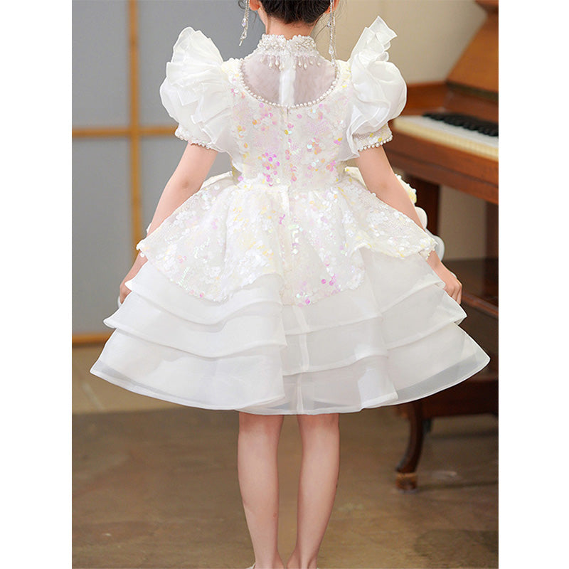Baby Girl Dress Toddler Pageant Dress Beaded Sequin Puffy Princess Dress
