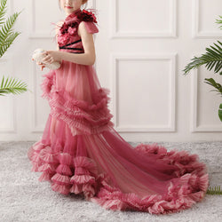 Flower Girl Dress Little Girl Summer Gorgeous Floral Trailing Princess Dress