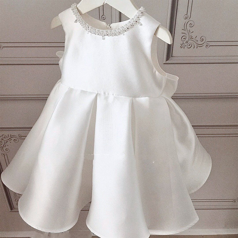 Baby Girl White Two-Piece Lace Texture Christening Dress