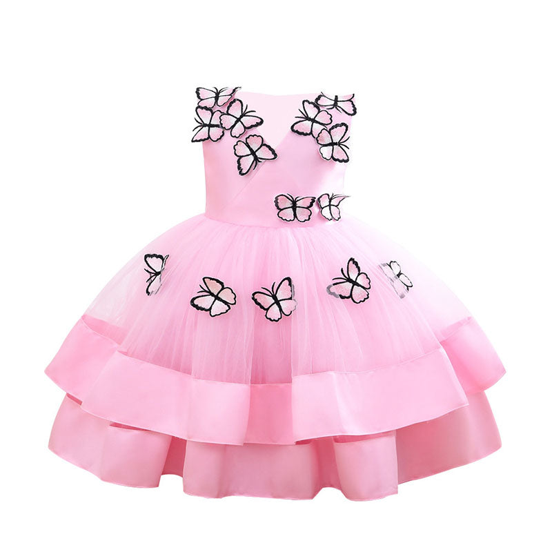 Baby Girl Party Dresses Girl Formal Princess Butterfly  Cake Sleeveless Dress