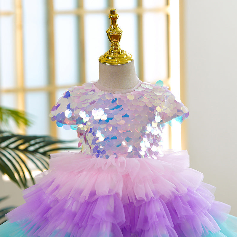 Baby Girls Colorful  Sequins Princess Dress Toddler Christmas Dress Little Girl Party Dress