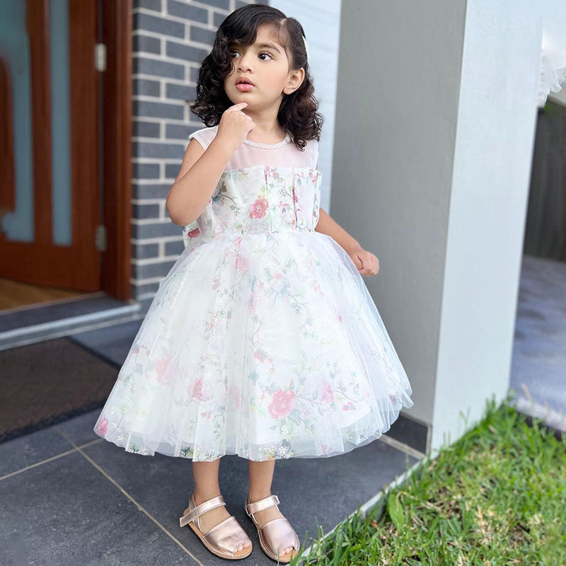 Toddler Girl Pageant Dresses Sleeveless Bow Flower Girl Puffy Princess Dress