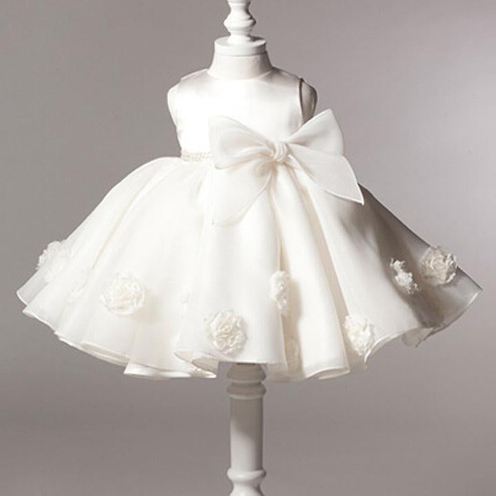 Baptism Dresses Baby Girl White Elegant Round-neck Formal Princess Dresses Flower Girl Dresses