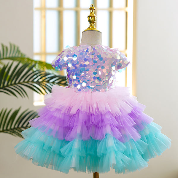 Baby Girls Colorful  Sequins Princess Dress Toddler Christmas Dress Little Girl Party Dress