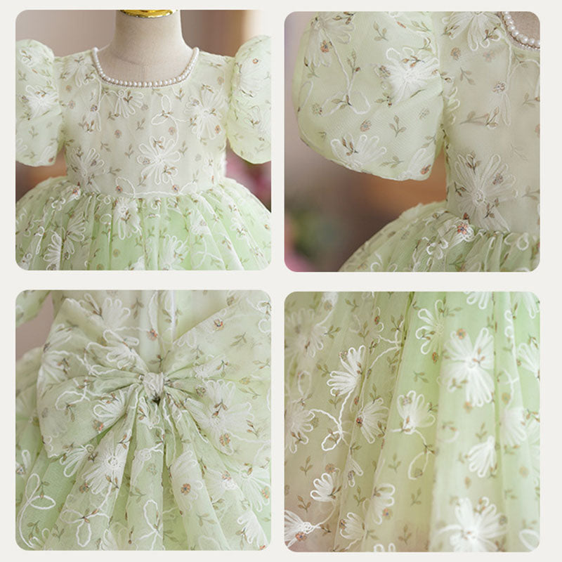 Baby Girl Easter Dress Girl Birthday Party Embroidery Puff Sleeves Pri