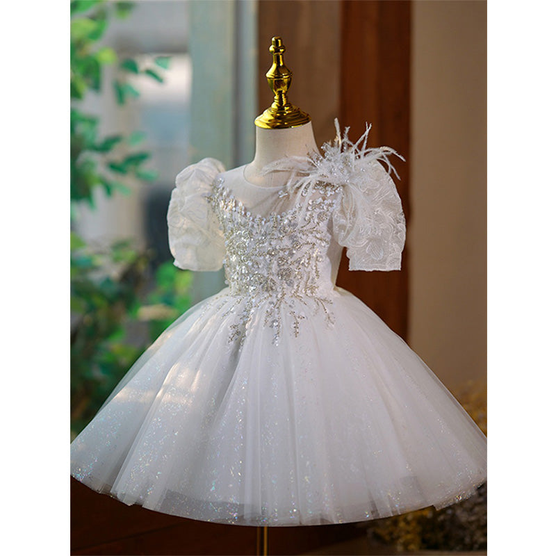 Baby Girl and Toddler Birthday Party Dress Lace Sequin Puffy Princess Dress