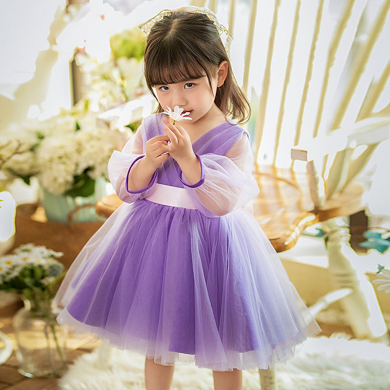 Baby Girl Princess Dress Purple Mesh Bow Puffy Party Dress Baby Girl Princess Dress Purple Mesh Bow Puffy Party Dress