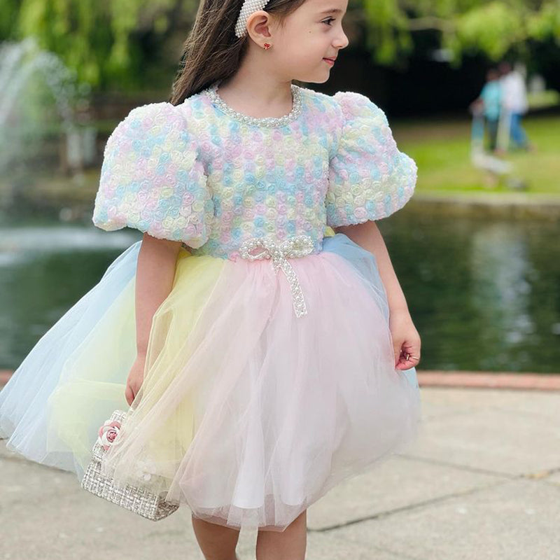 Girl Christmas Dress Baby Girl Birthday Party Dress Toddler Summer Rainbow Pink Cake Princess Dress Girls Pageant Dresses