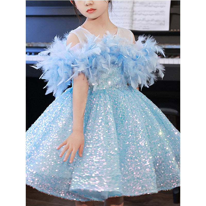 Luxury Baby Girl Blue Princess Dress