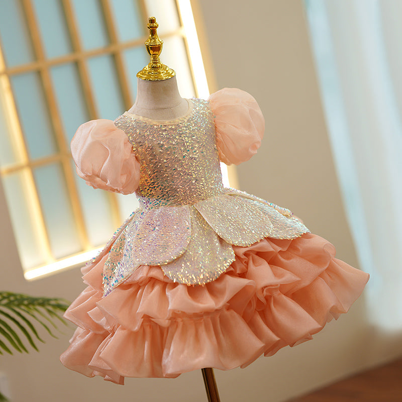 Toddler Ball Gowns Girl Summer Cute Sequins Communion Princess Dress