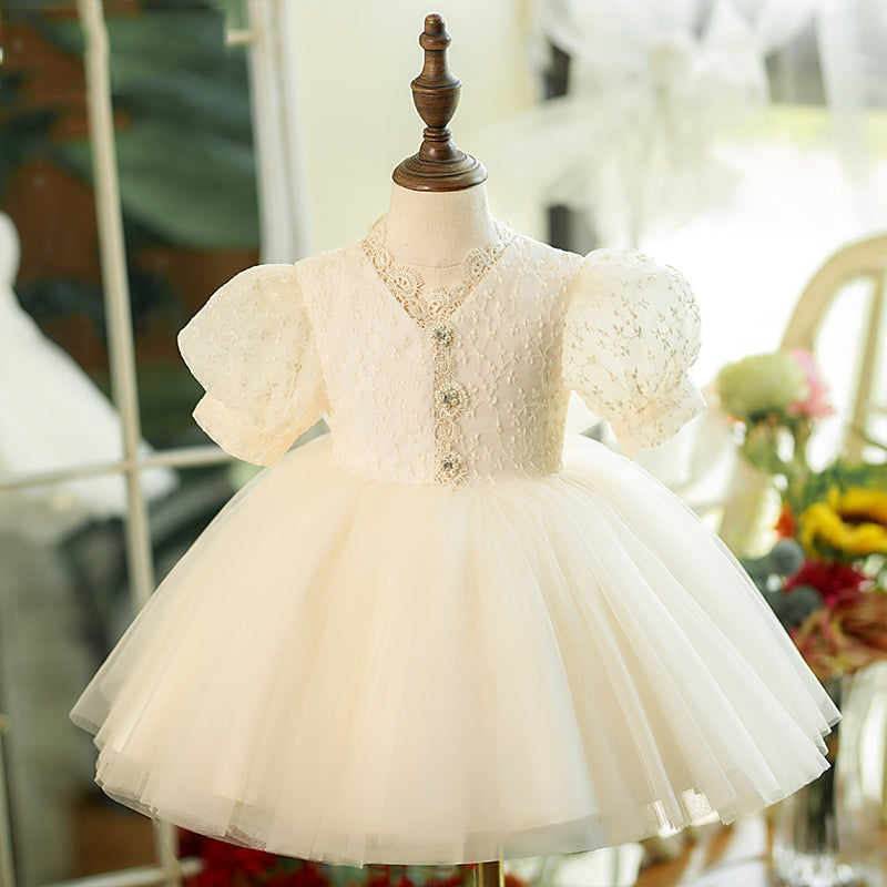 Baby Girl Dress Little Girl White Puffy Beauty Communion Pageant Princess Baptism Dress