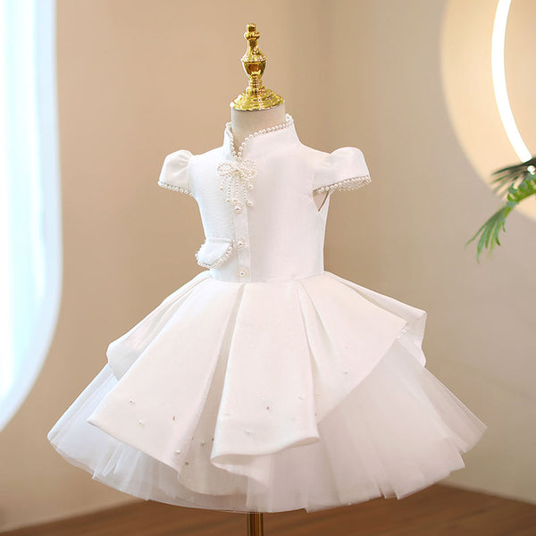 Elegant Stand Collar Puff Sleeve Princess Dress