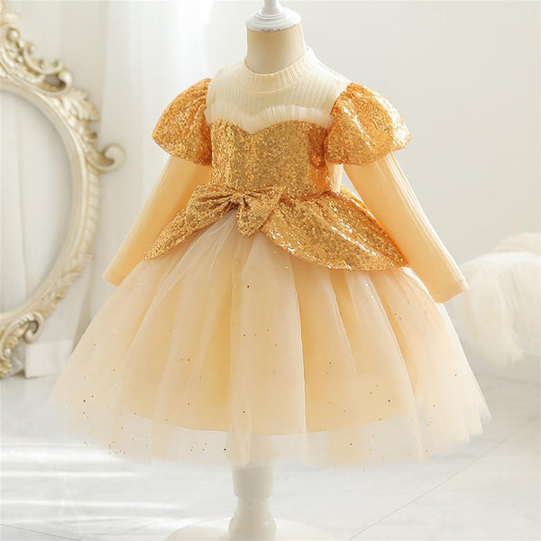 Elegant Girl Bow Mesh Birthday Princess Dress