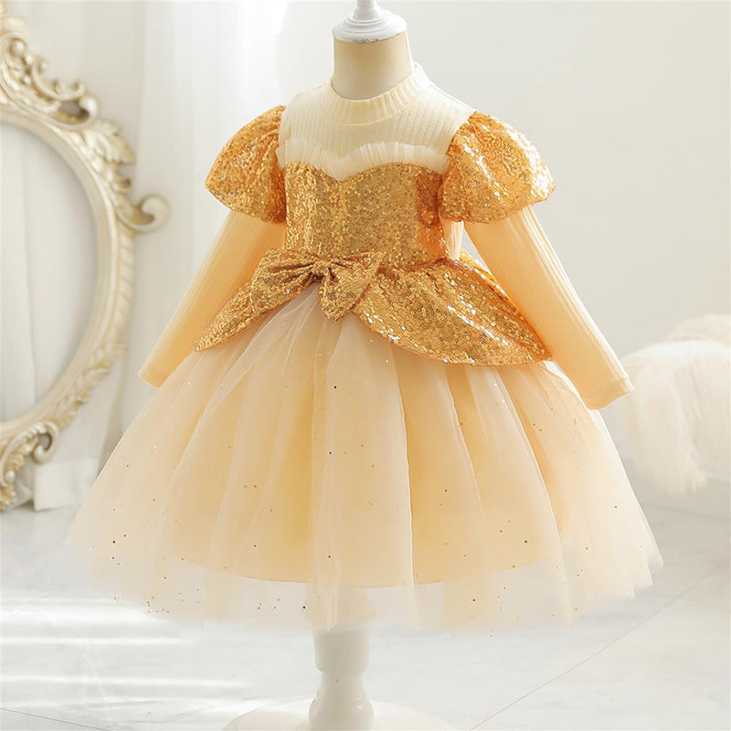 Elegant Girl Bow Mesh Birthday Princess Dress