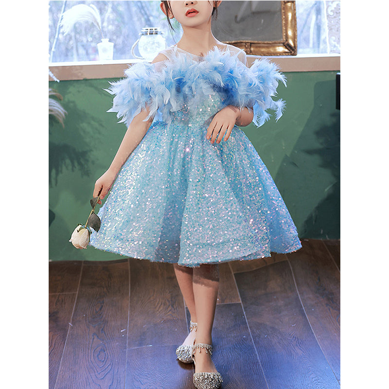 Luxury Baby Girl Blue Princess Dress