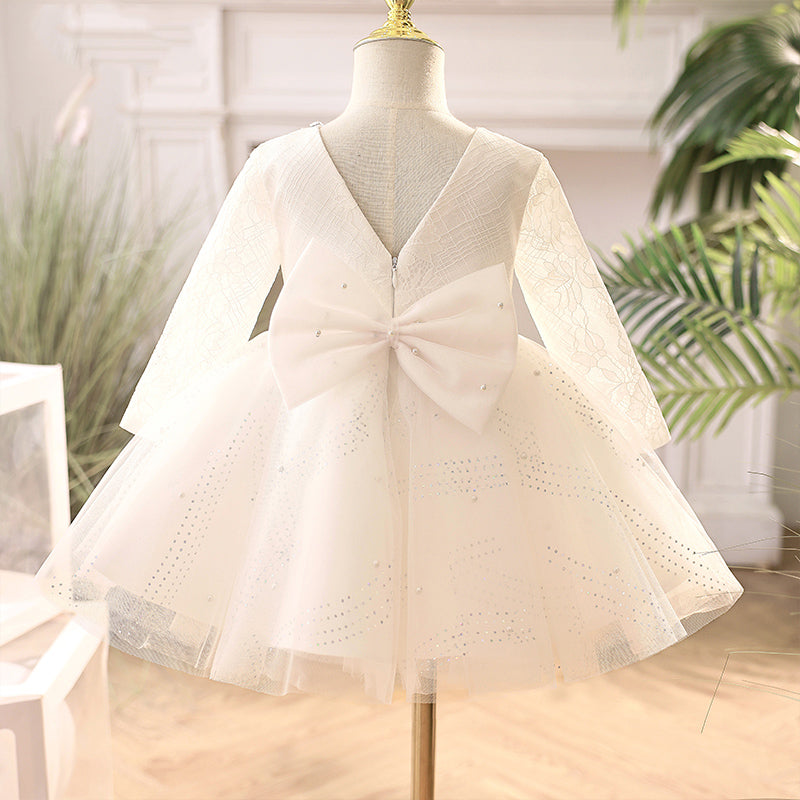 Elegant Wedding Long Sleeves Flower Girl Princess Dress