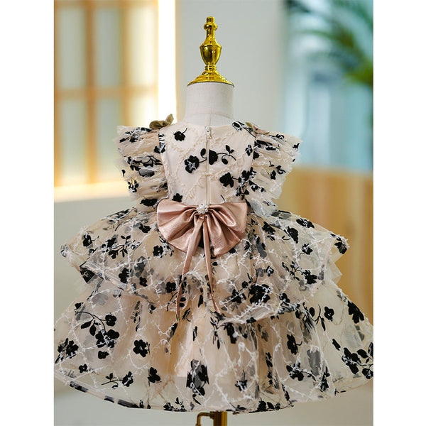 Baby Girl Princess Dress Floral Fluffy Cake Birthday Party Dress