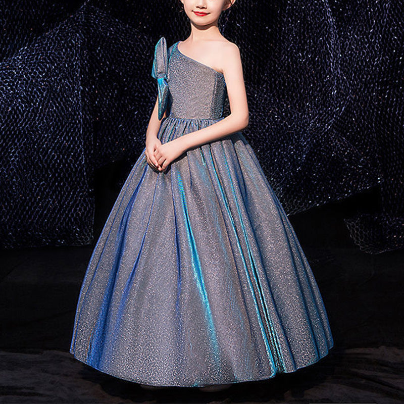 Elegant Girl Catwalk One-shoulder Piano Performance Evening Dress