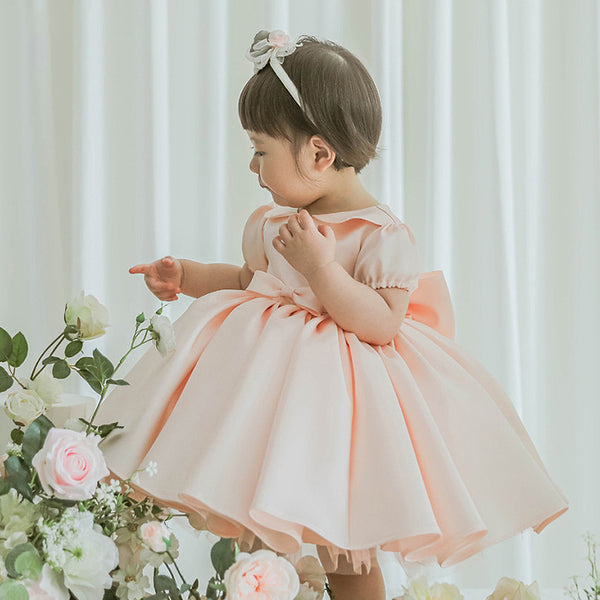 Baby Girl Party Dress Doll Collar Big Bow Princess Dress