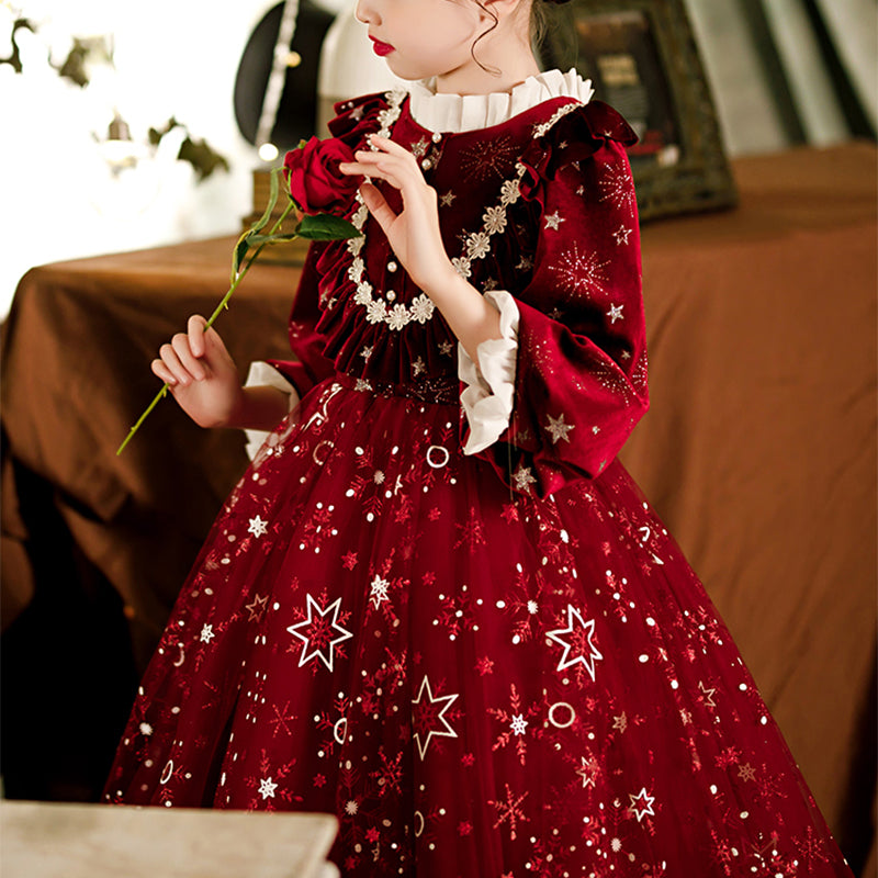Baby Girl Dress Toddler Ball Gowns Cute Christmas Red Birthday Party Pageant Dress